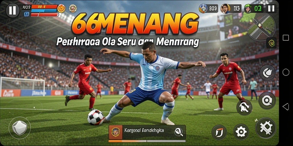 Screenshot gameplay 66MENANG dengan tampilan pertandingan olahraga yang seru.
