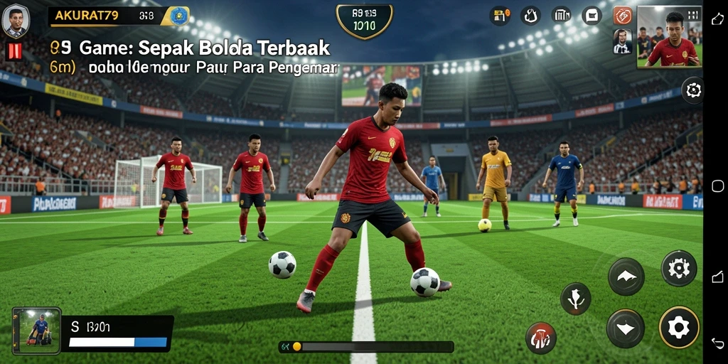 Screenshot gameplay AKURAT79 menampilkan aksi seru dalam pertandingan sepak bola.