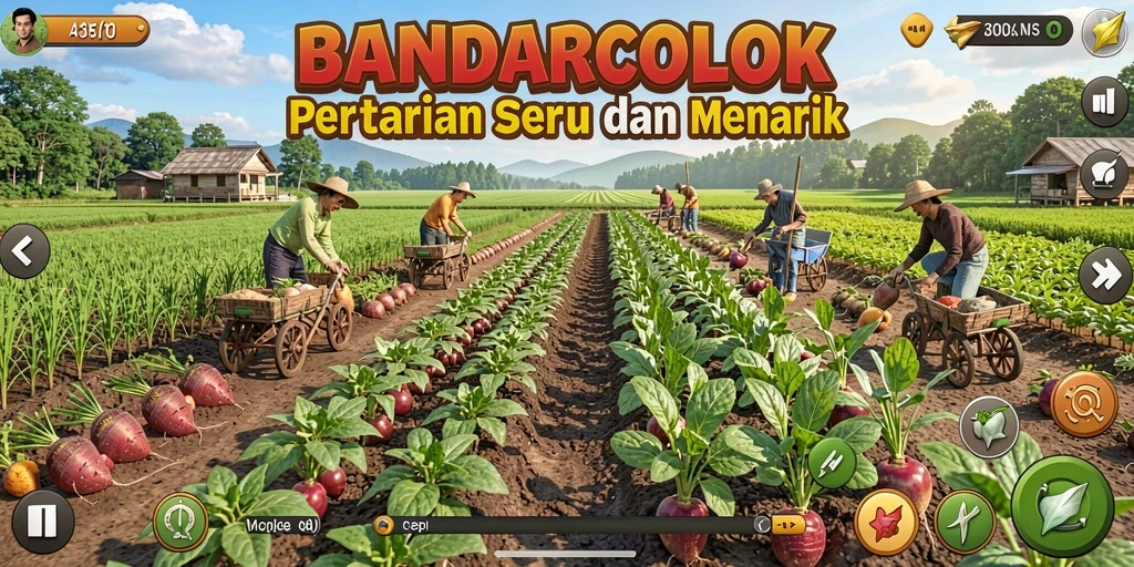 Tangkapan layar permainan BANDARCOLOK yang menampilkan aktivitas bertani.