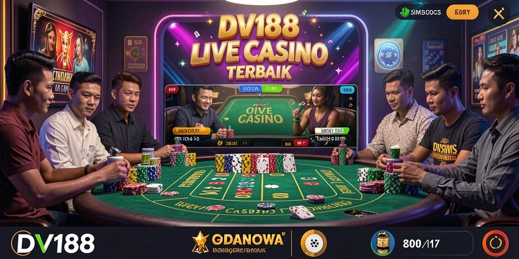Screenshot gameplay Live Casino dengan dealer nyata di DV188.