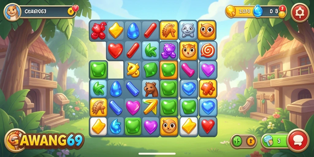 Tampilan gameplay GAWANG69 yang penuh warna dan seru.