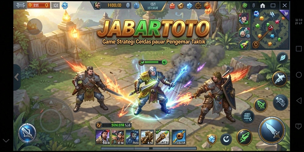 Tampilan gameplay strategi JABARTOTO dengan karakter dan misi yang mendebarkan.