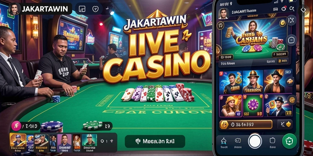 Tangkapan layar utama JAKARTAWIN dengan dealer langsung dalam permainan Live Casino.