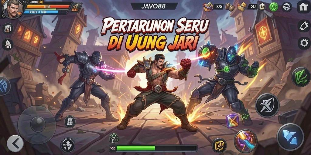 Screenshot tampilan gameplay Fighting JAVO88 yang penuh aksi.