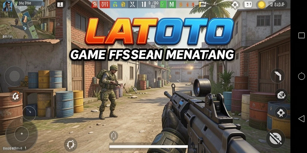 Tangkapan layar utama LATOTO menampilkan aksi pertempuran intens di dunia FPS.
