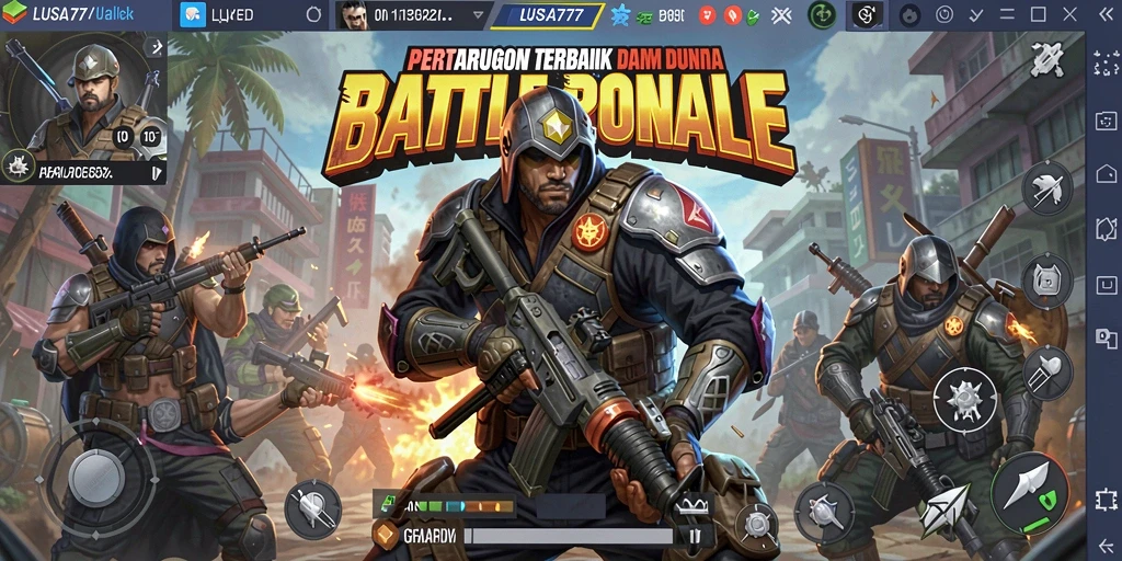 Screenshot seru dari gameplay epik LUSA777 dalam pertarungan Battle Royale.
