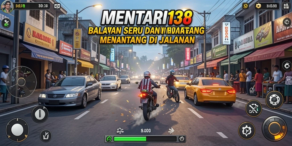 Screenshot MENTARI138 menampilkan aksi balapan yang mendebarkan.