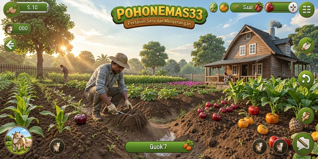 Tampilan gameplay seru di dunia pertanian POHONEMAS33.