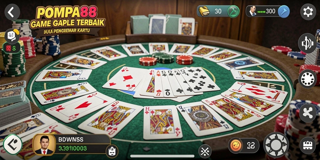 Tampilan menarik dari gameplay Gaple POMPA88 yang seru.