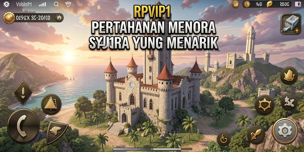 Tampilan gameplay RPVIP1 dalam pertahanan menara yang dinamis.