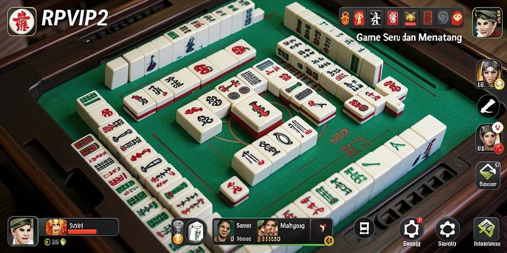 Screenshot gameplay RPVIP2 menunjukkan aksi seru mencocokkan ubin Mahjong.