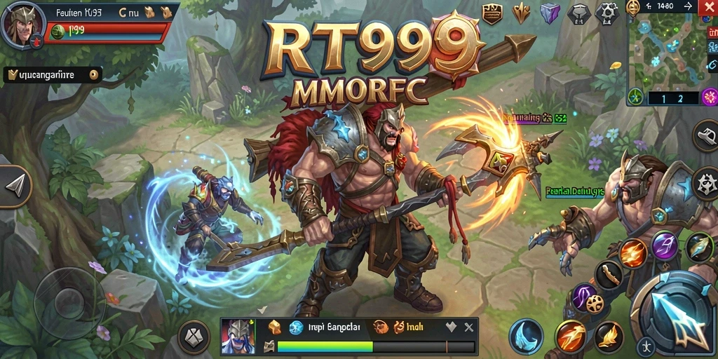 Screenshot RT99 menunjukkan aksi seru dalam pertempuran MMORPG.