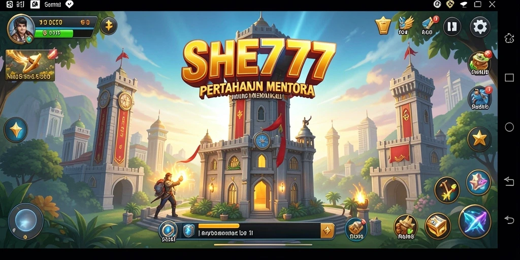 Tampilan menarik dari permainan Tower Defense SHE777 yang seru.