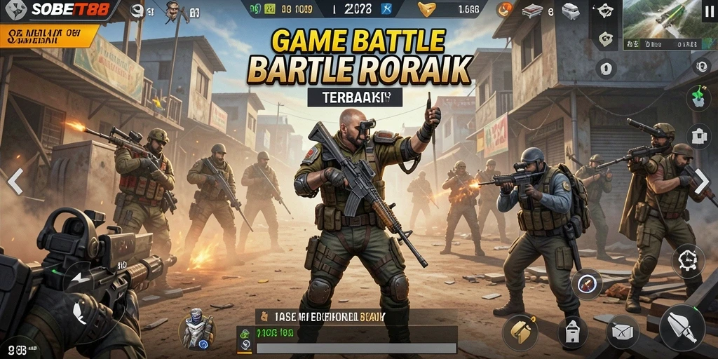 Screenshot gameplay SOBET88 dengan aksi pertarungan seru di arena.