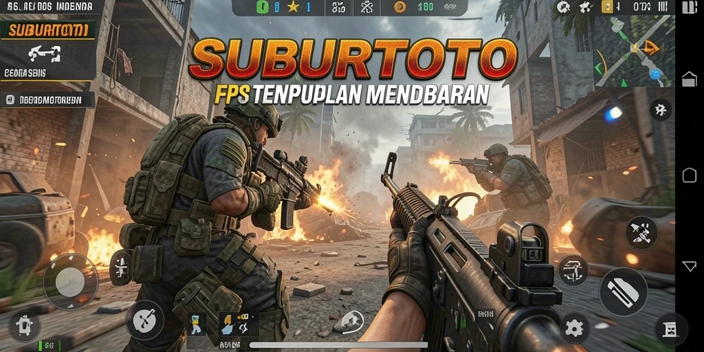 Tangkapan layar utama SUBURTOTO yang menunjukkan aksi gameplay FPS yang mendebarkan.