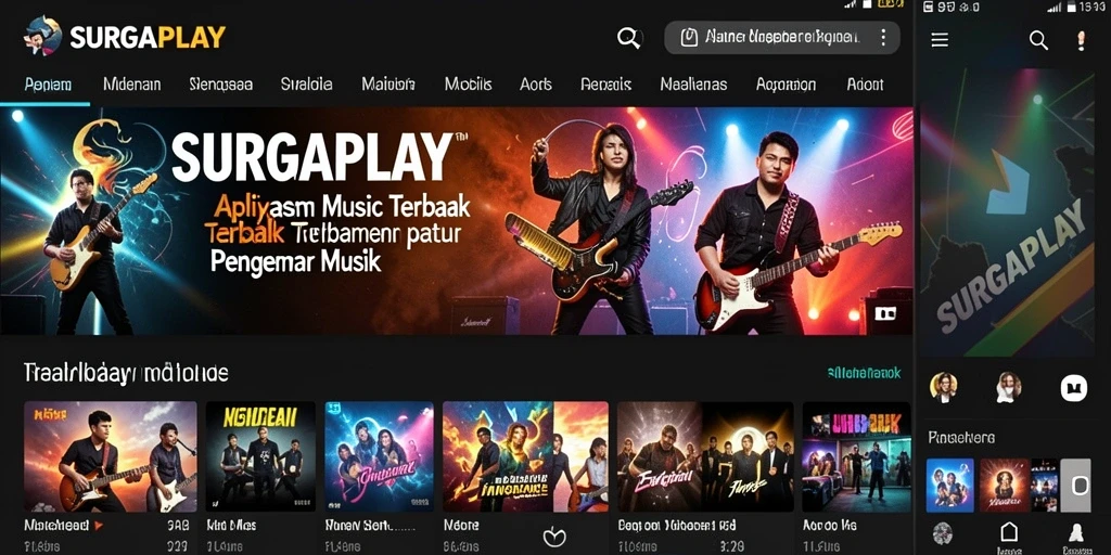 Screenshot utama dari gameplay SURGAPLAY menampilkan antarmuka permainan musik yang interaktif.